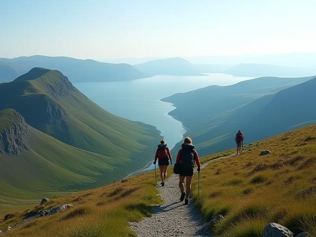 Vandrare på en vacker bergstopp med utsikt över nationalparken Abisko